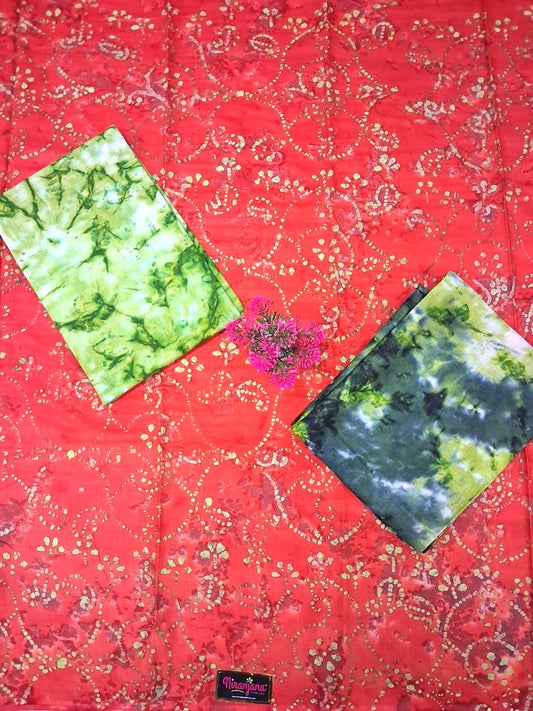 BATIK SALWAR - Orange and Light Green