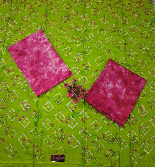 BATIK SALWAR - Pink and Green