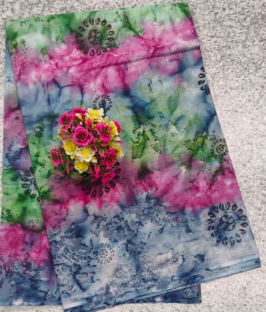 T&D VOIL BLUE WITH ROSE