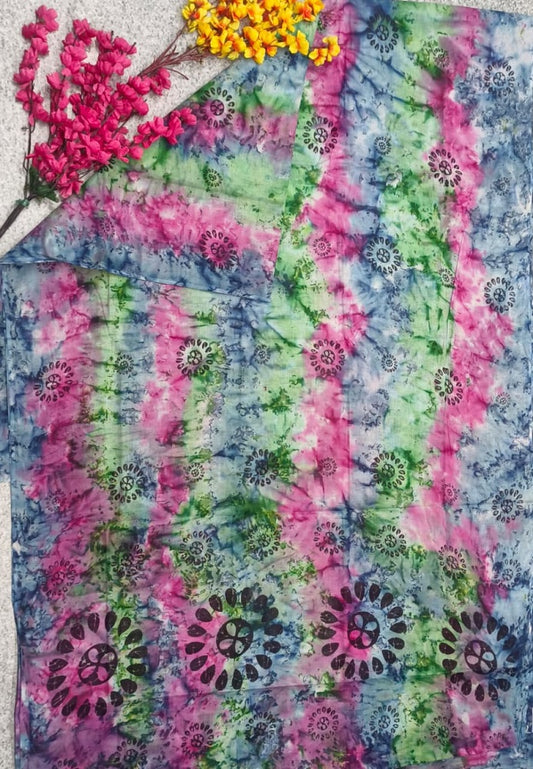 T&D VOIL BLUE WITH ROSE