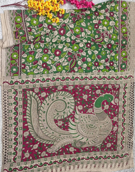 KALAMKARI green & pink