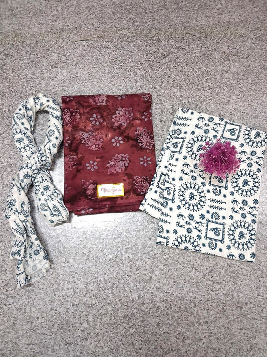 BATIK SALWAR - Brown and White