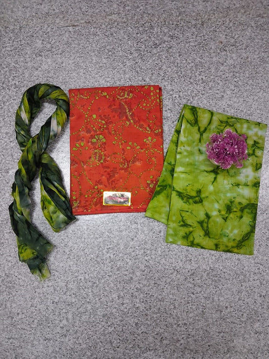 BATIK SALWAR - Orange and Light Green